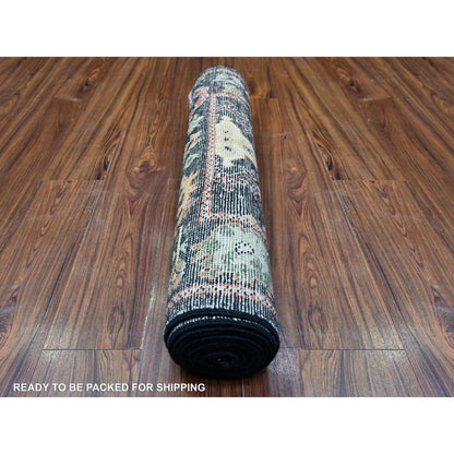 Oushak And Peshawar Wool Hand Knotted Rug Black Black 2.9X9.10 -O088158