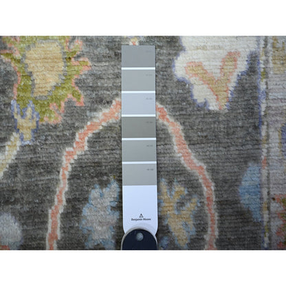 Oushak And Peshawar Wool Hand Knotted Rug Grey Gray 1.11X3.2 -O088160