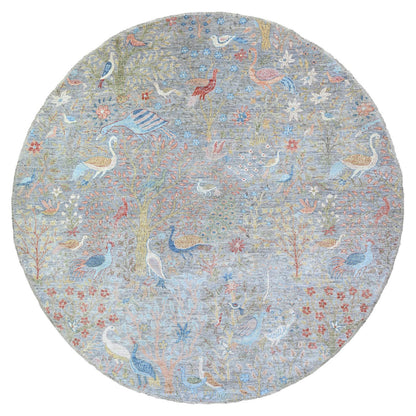 Oushak And Peshawar Wool Hand Knotted Rug Grey No Border 8.11X9.2 -O088162