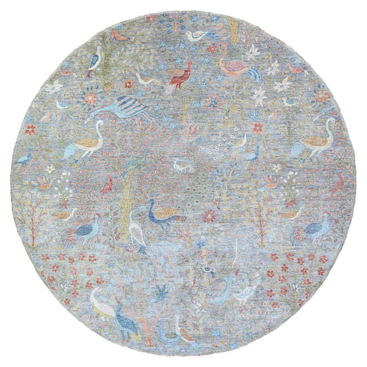 Oushak And Peshawar Wool Hand Knotted Rug Grey No Border 8.11X9.2 -O088162