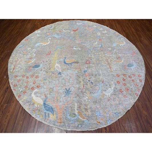 Oushak And Peshawar Wool Hand Knotted Rug Grey No Border 8.11X9.2 -O088162