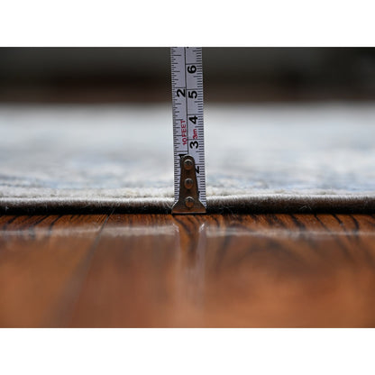 Oushak And Peshawar Wool Hand Knotted Rug Grey Ivory 4.0X11.11 -O088166