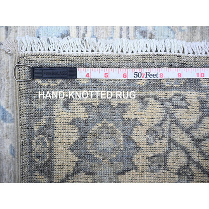 Oushak And Peshawar Wool Hand Knotted Rug Grey Ivory 4.0X11.11 -O088166