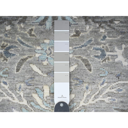 Oushak And Peshawar Wool Hand Knotted Rug Grey Ivory 4.0X5.11 -O088167