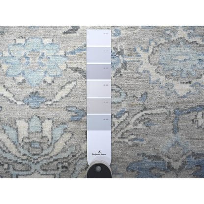 Oushak And Peshawar Wool Hand Knotted Rug Grey Ivory 4.0X11.11 -O088168