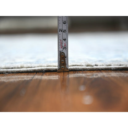 Oushak And Peshawar Wool Hand Knotted Rug Grey Ivory 4.0X11.11 -O088168