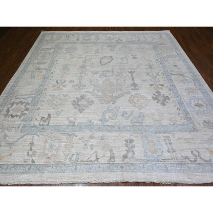 Oushak And Peshawar Wool Hand Knotted Rug Grey Gray 9.9X9.11 -O088181