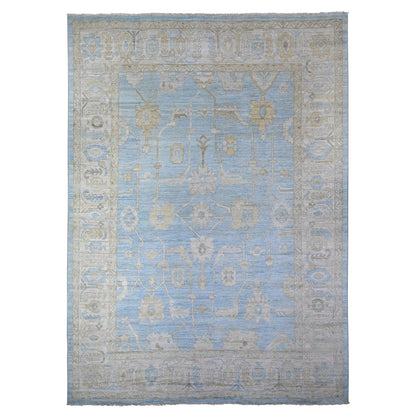 Oushak And Peshawar Wool Hand Knotted Rug Blue Gray 10.0X13.8 -O088182