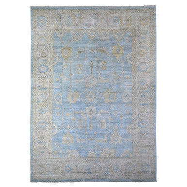 Oushak And Peshawar Wool Hand Knotted Rug Blue Gray 10.0X13.8 -O088182
