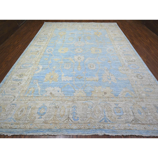 Oushak And Peshawar Wool Hand Knotted Rug Blue Gray 10.0X13.8 -O088182