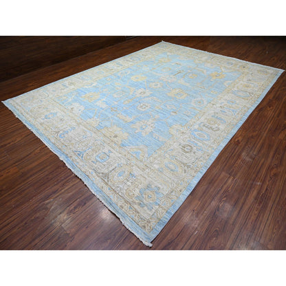 Oushak And Peshawar Wool Hand Knotted Rug Blue Gray 10.0X13.8 -O088182