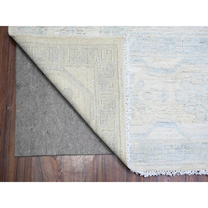 Oushak And Peshawar Wool Hand Knotted Rug Ivory White 9.5X13.7 -O088186