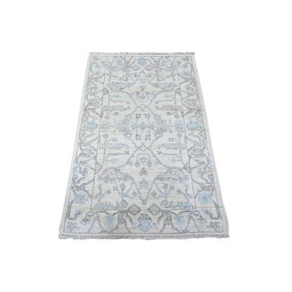 Oushak And Peshawar Wool Hand Knotted Rug Ivory Ivory 3.2X4.11 -O088198