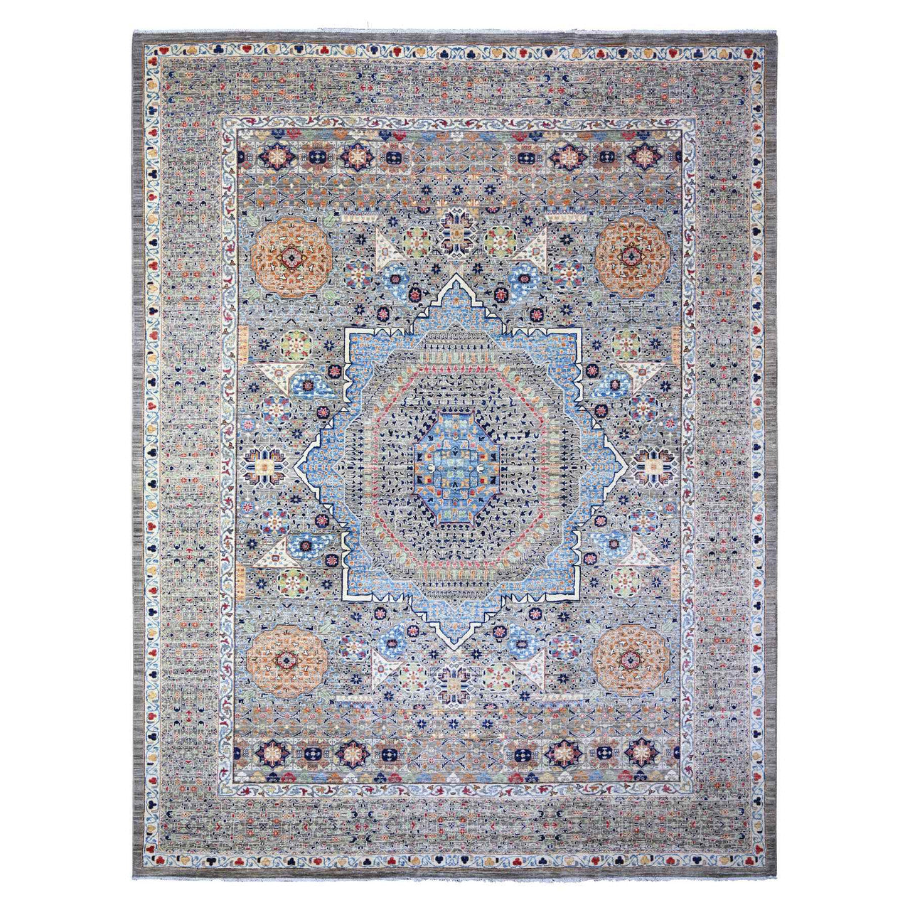Gray 12'0" x 15'9" Oushak And Peshawar Hand knotted Wool Rug - Sku: O088207