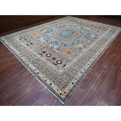 Oushak And Peshawar Wool Hand Knotted Rug Grey Gray 12.0X15.9 -O088207