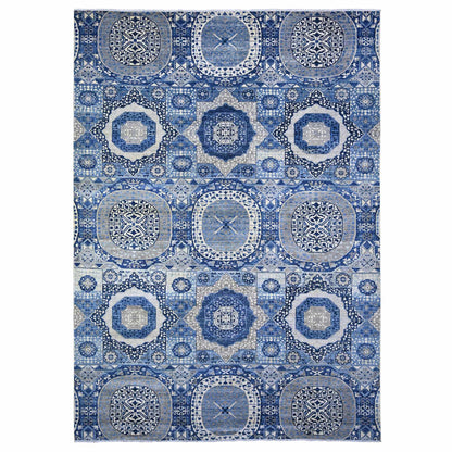 Mamluk Wool Hand Knotted Rug Blue No Border 9.11X13.8 -O088209