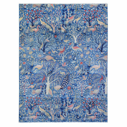 Oushak And Peshawar Wool Hand Knotted Rug Blue No Border 8.11X11.11 -O088217