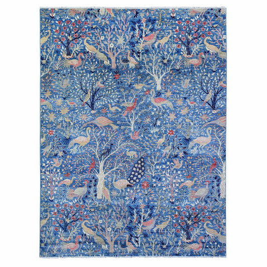 Oushak And Peshawar Wool Hand Knotted Rug Blue No Border 8.11X11.11 -O088217