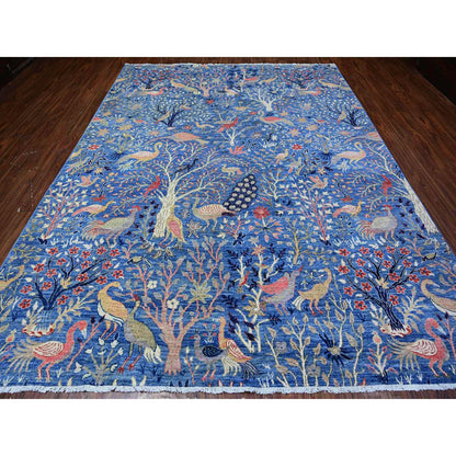Oushak And Peshawar Wool Hand Knotted Rug Blue No Border 8.11X11.11 -O088217