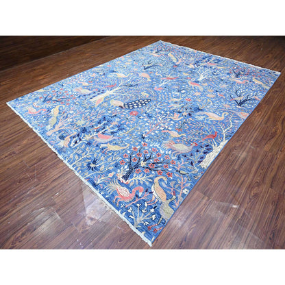 Oushak And Peshawar Wool Hand Knotted Rug Blue No Border 8.11X11.11 -O088217