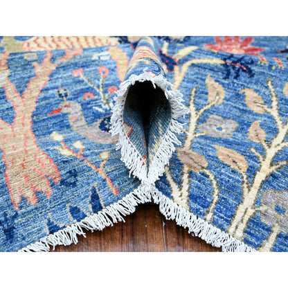 Oushak And Peshawar Wool Hand Knotted Rug Blue No Border 8.11X11.11 -O088217