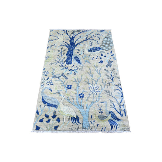 Oushak And Peshawar Wool Hand Knotted Rug Grey No Border 3.0X4.10 -O088222