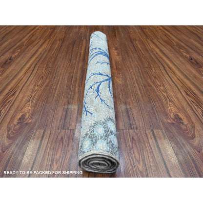 Oushak And Peshawar Wool Hand Knotted Rug Grey No Border 3.0X4.10 -O088222