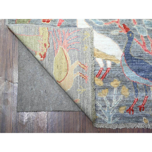 Oushak And Peshawar Wool Hand Knotted Rug Grey No Border 4.2X9.8 -O088225