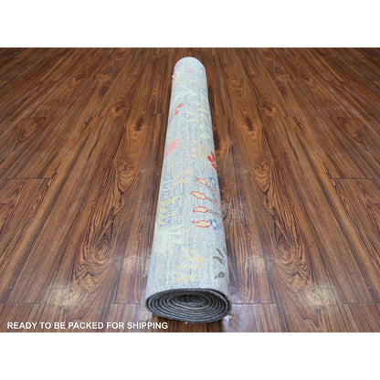 Oushak And Peshawar Wool Hand Knotted Rug Grey No Border 4.2X9.8 -O088225