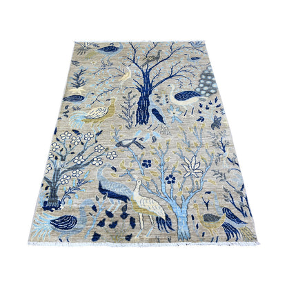 Oushak And Peshawar Wool Hand Knotted Rug Grey No Border 4.1X5.10 -O088227