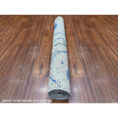 Oushak And Peshawar Wool Hand Knotted Rug Grey No Border 4.1X5.10 -O088227