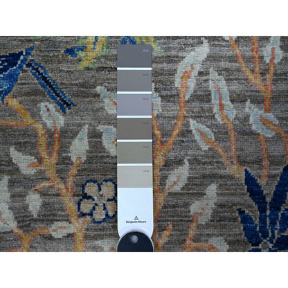 Oushak And Peshawar Wool Hand Knotted Rug Grey No Border 2.6X9.7 -O088228