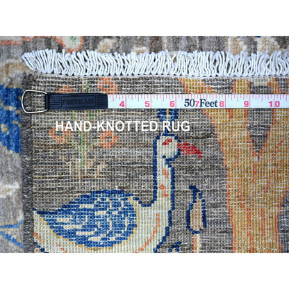 Oushak And Peshawar Wool Hand Knotted Rug Grey No Border 2.6X9.7 -O088228