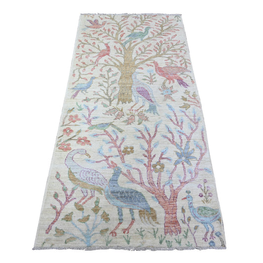 Oushak And Peshawar Wool Hand Knotted Rug Ivory No Border 2.11X6.1 -O088229