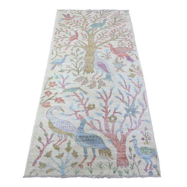 Oushak And Peshawar Wool Hand Knotted Rug Ivory No Border 2.11X6.1 -O088229