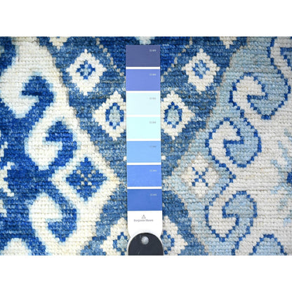 Tribal & Geometric Wool Hand Knotted Rug Blue Blue 4.2X9.11 -O088238