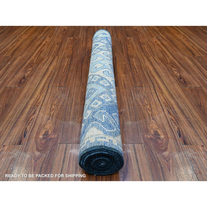 Tribal & Geometric Wool Hand Knotted Rug Blue Blue 4.2X9.11 -O088238