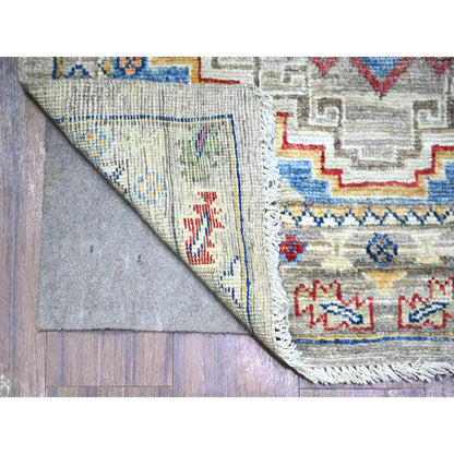 Oushak And Peshawar Wool Hand Knotted Rug Grey Gray 3.0X11.8 -O088242