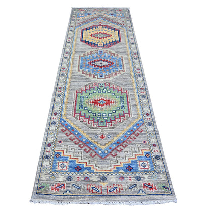 Oushak And Peshawar Wool Hand Knotted Rug Grey Gray 3.1X9.9 -O088247