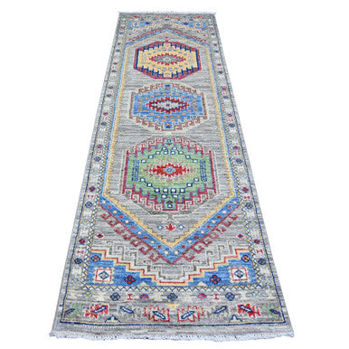 Oushak And Peshawar Wool Hand Knotted Rug Grey Gray 3.1X9.9 -O088247