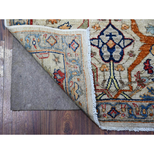 Oushak And Peshawar Wool Hand Knotted Rug Ivory Ivory 2.11X4.9 -O088254