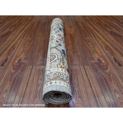 Oushak And Peshawar Wool Hand Knotted Rug Grey Gray 3.0X4.8 -O088256