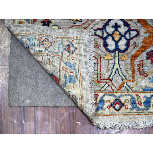 Oushak And Peshawar Wool Hand Knotted Rug Grey Ivory 2.10X5.0 -O088257