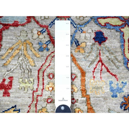 Oushak And Peshawar Wool Hand Knotted Rug Grey Ivory 2.10X5.0 -O088257