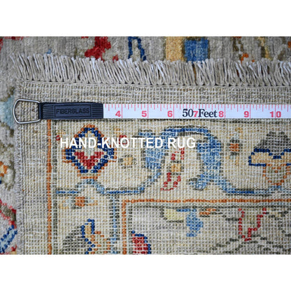 Oushak And Peshawar Wool Hand Knotted Rug Grey Ivory 2.10X5.0 -O088257