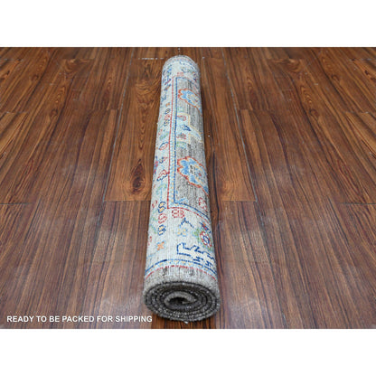 Oushak And Peshawar Wool Hand Knotted Rug Grey Gray 3.0X4.10 -O088258
