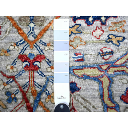 Oushak And Peshawar Wool Hand Knotted Rug Grey Ivory 3.1X8.2 -O088261