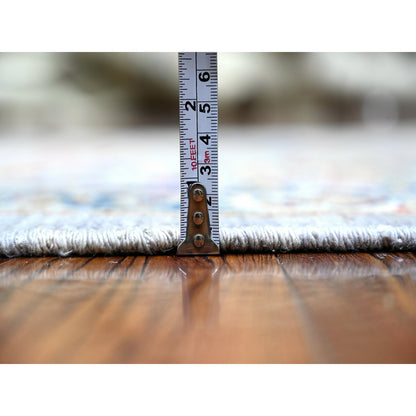 Oushak And Peshawar Wool Hand Knotted Rug Grey Ivory 3.1X8.2 -O088261