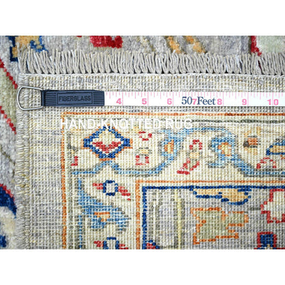 Oushak And Peshawar Wool Hand Knotted Rug Grey Ivory 3.1X8.2 -O088261