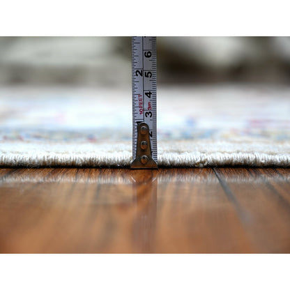 Oushak And Peshawar Wool Hand Knotted Rug Grey Ivory 3.1X9.10 -O088263